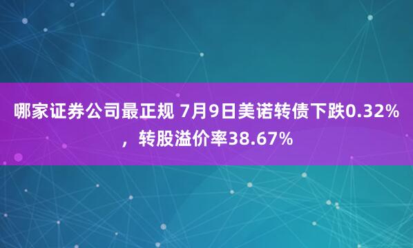 哪家证券公司最正规 7月9日美诺转债下跌0.32%，转股溢价率38.67%