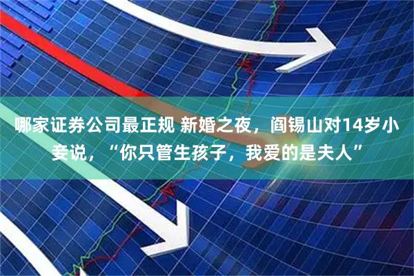 哪家证券公司最正规 新婚之夜，阎锡山对14岁小妾说，“你只管生孩子，我爱的是夫人”